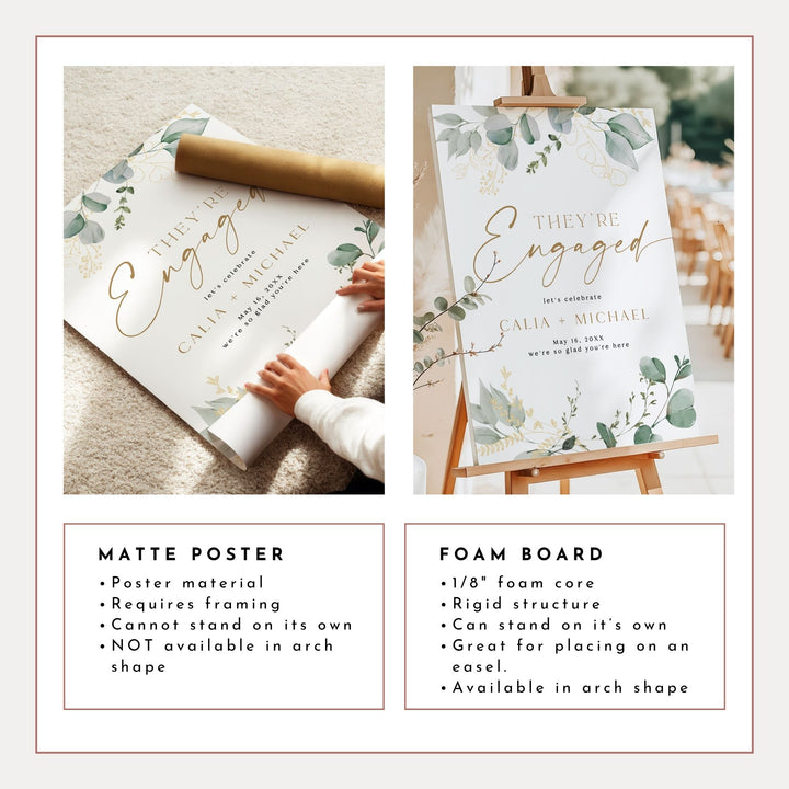 CALIA Green and Gold Botanical Engagement Party Welcome Sign