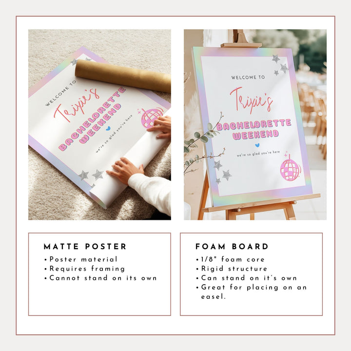 DINA Pink Disco Cowgirl Scottsdale Bachelorette Sign