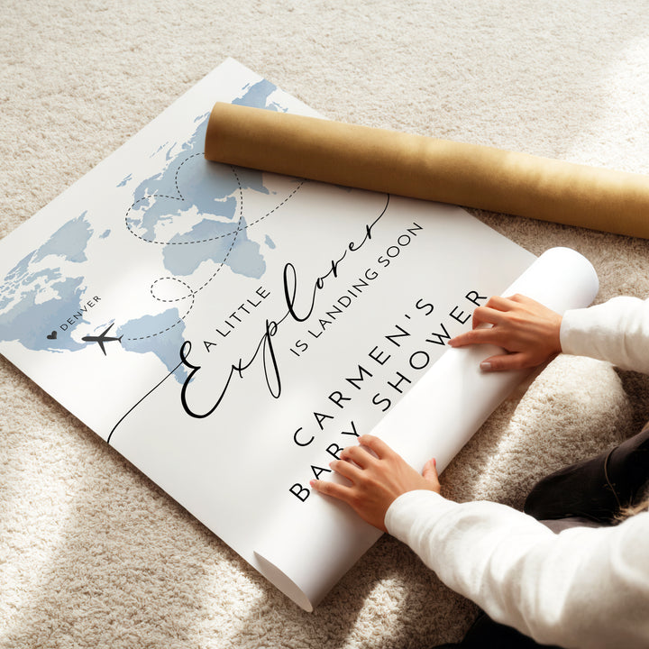 CARMEN Map Explorer Baby Shower Welcome Sign