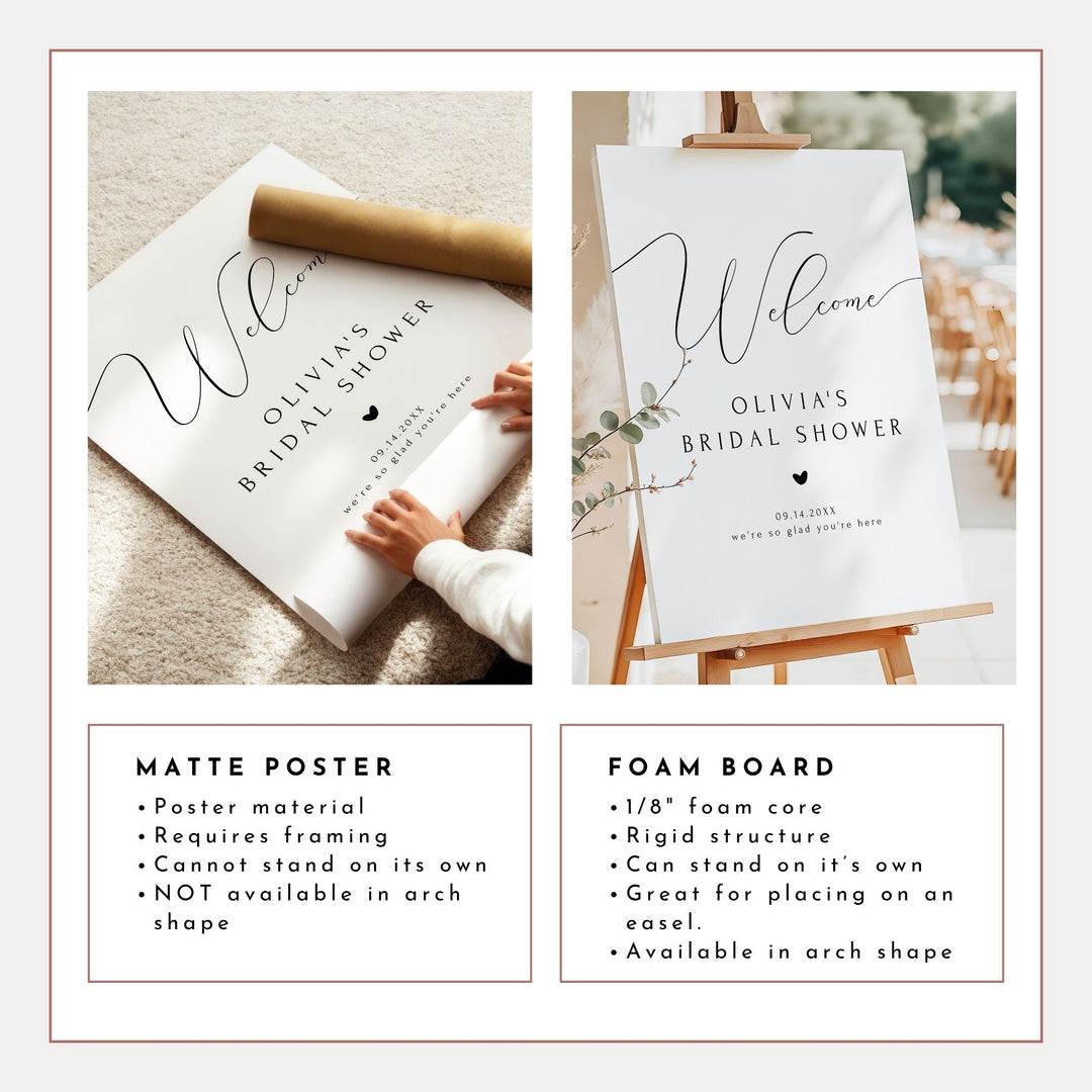 ASHER Simple Black & White Bridal Shower Welcome Sign