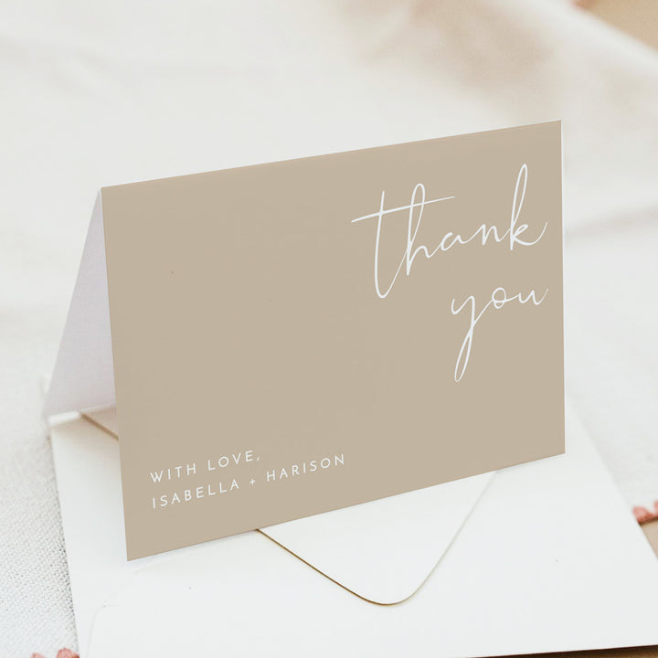 INDIE Personalized Beige Boho Thank You Card with Envelopes