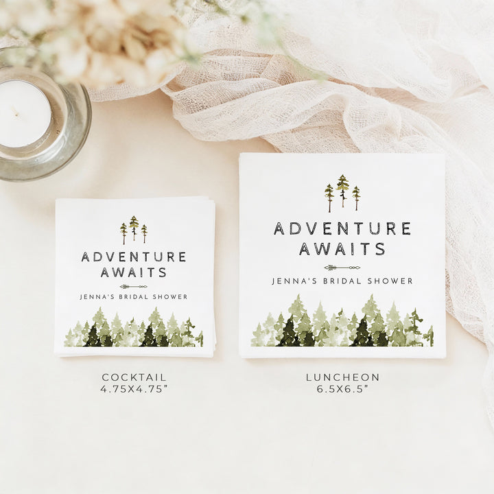 JENNA Personalized Adventure Awaits Bridal Shower Napkins