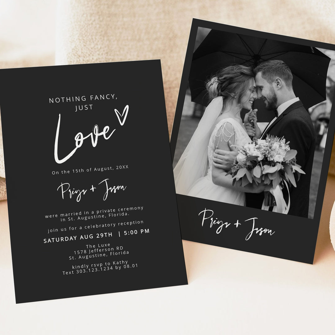 PRIYA Nothing Fancy Just Love Elopement Invitation with Photo