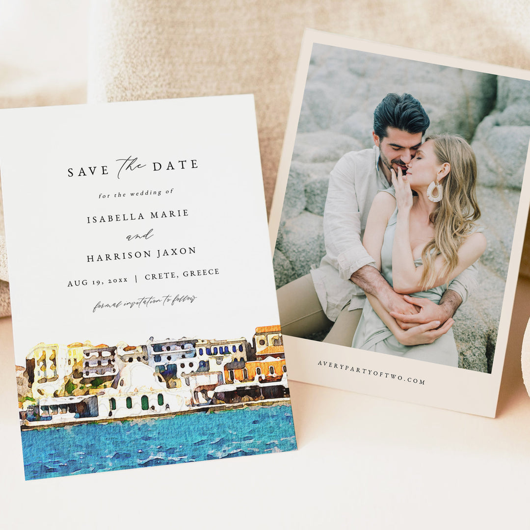 CRETE Greece Wedding Photo Save the Date Invitations