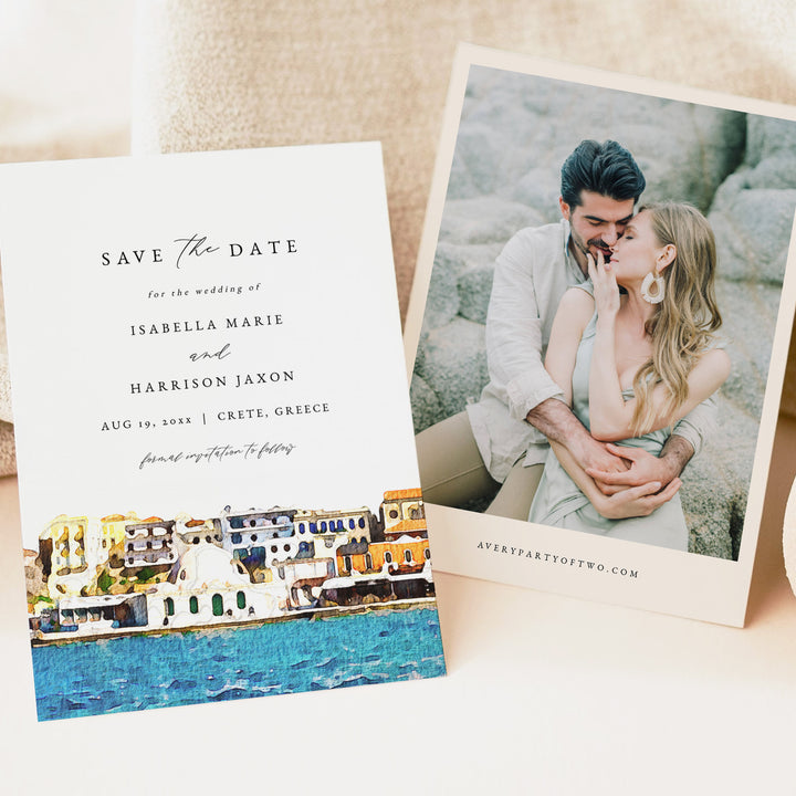 CRETE Greece Wedding Photo Save the Date Invitations