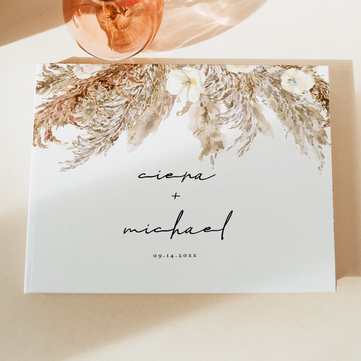 CIERA Cream Boho Floral Wedding Guestbook