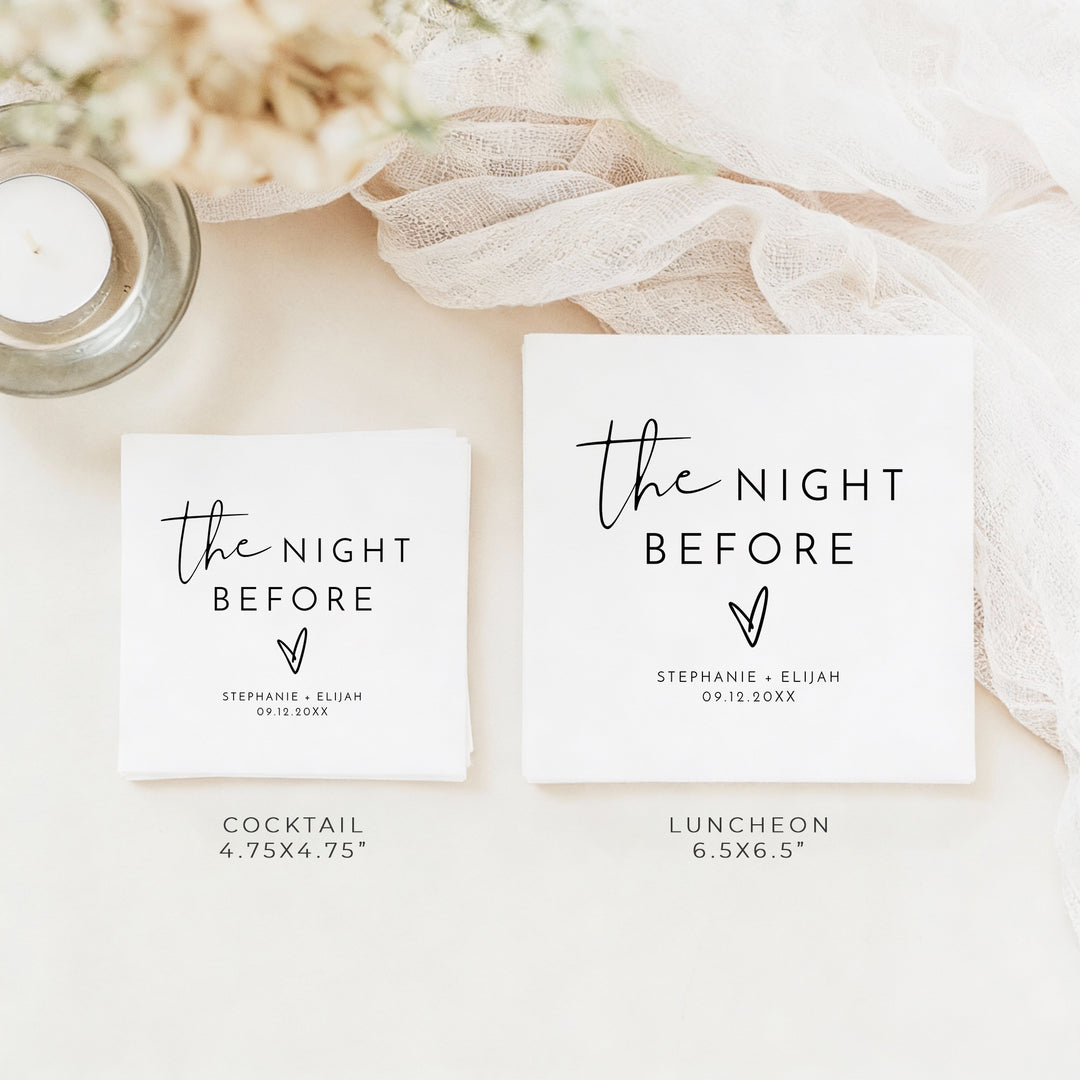 ADELLA Simple Script The Night Before Personalized Rehearsal Dinner Napkins