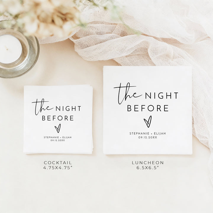 ADELLA Simple Script The Night Before Personalized Rehearsal Dinner Napkins