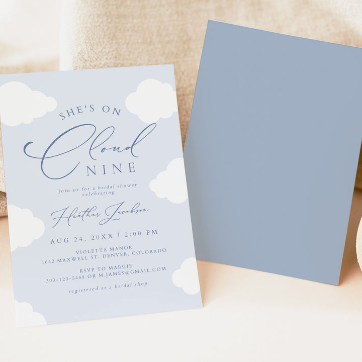 CAPRICE She's On Cloud Nine Blue Bridal Shower Invitation
