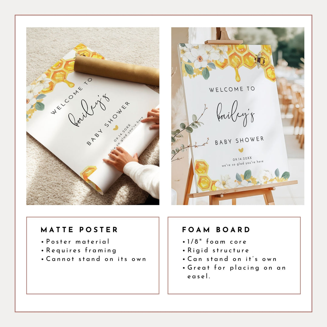 ROMY Yellow Watercolor Honey Bee Baby Shower Sign
