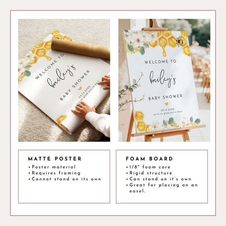 ROMY Yellow Watercolor Honey Bee Baby Shower Sign