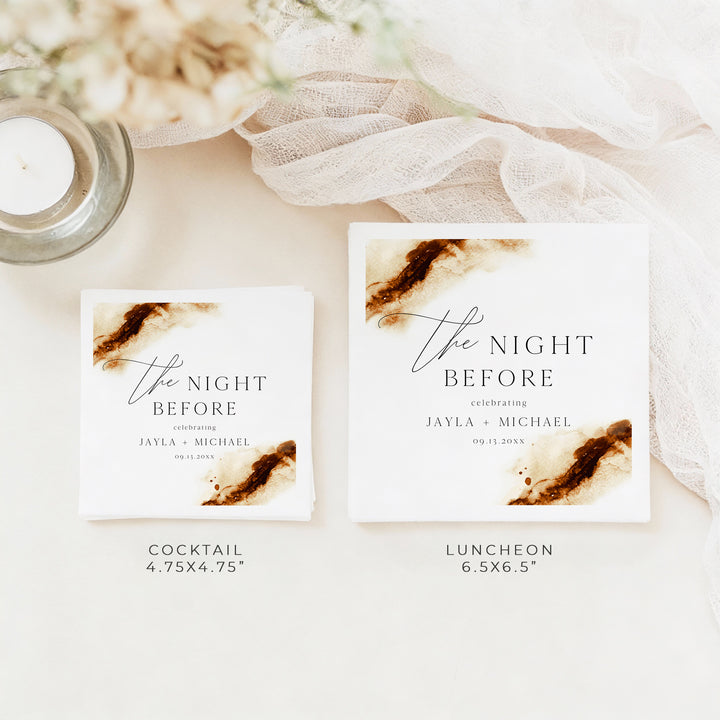 JAYLA Rustic Watercolor Wedding Rehearsal Dinner Napkins