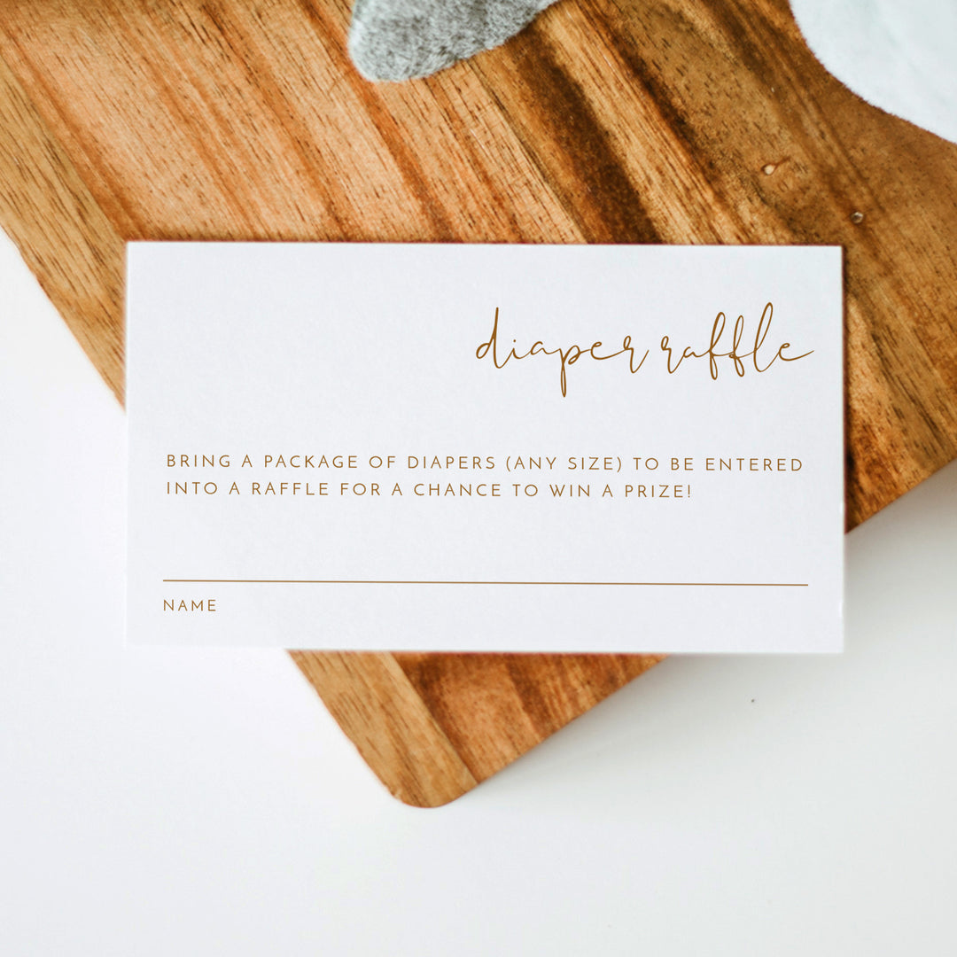 INDIE Minimalist Gender Neutral Baby Shower Diaper Raffle Cards
