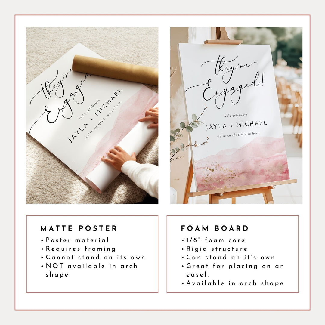 JULIEN They're Engaged Modern Boho Engagement Party Sign