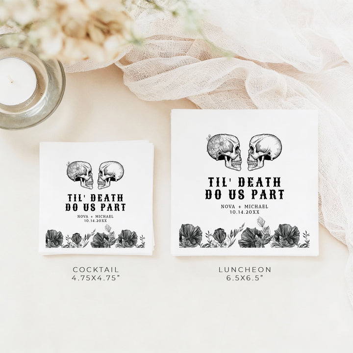 NOVA Black Floral Goth Halloween Wedding Napkins