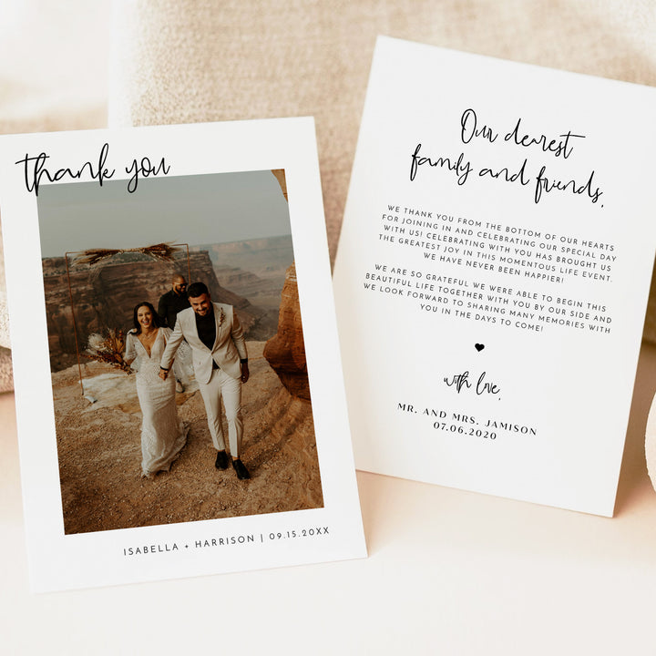 WILLOW Personalized Modern Boho Wedding Photo Thank You Cards