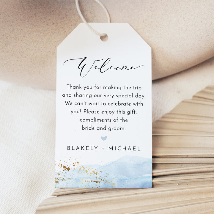 BLAKELY Personalized Blue Coastal Wedding Welcome Bag Tags