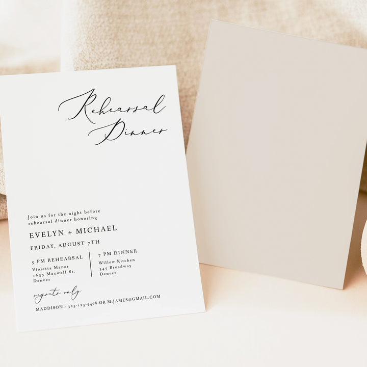 EVELYN Modern Minimalist Wedding Rehearsal Dinner Invitations