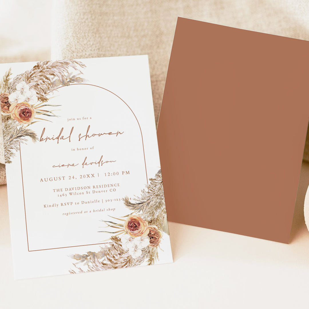 CIERA Rustic Fall Floral Bridal Shower Invitations