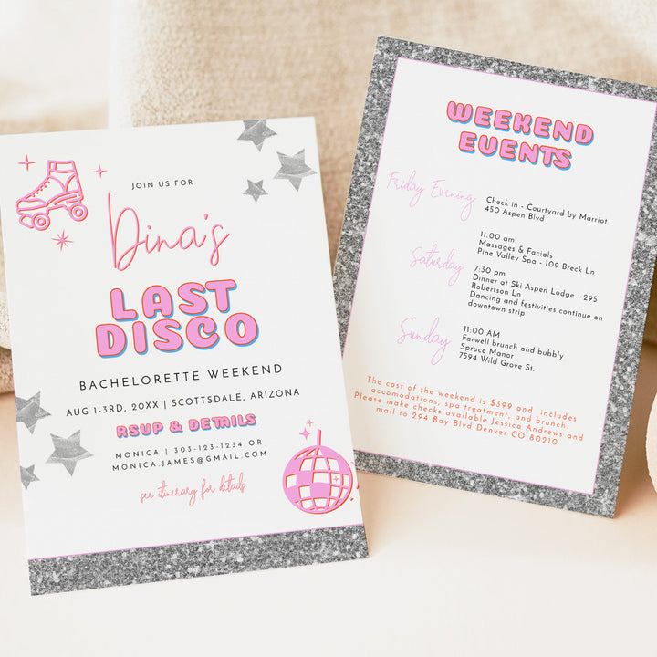 DINA Last Disco Cowgirl Bachelorette Weekend Invitation & Itinerary