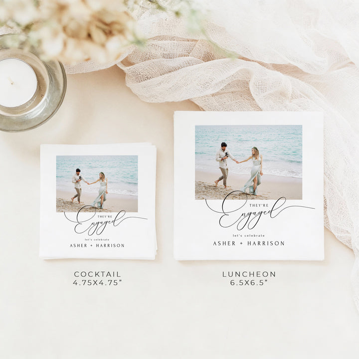 ASHER They're Engaged Custom Photo Engagement Party Napkins