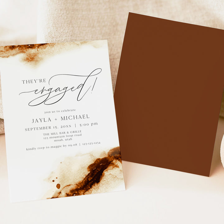 JAYLA They're Engaged Modern Watercolor Engagement Party Invitation