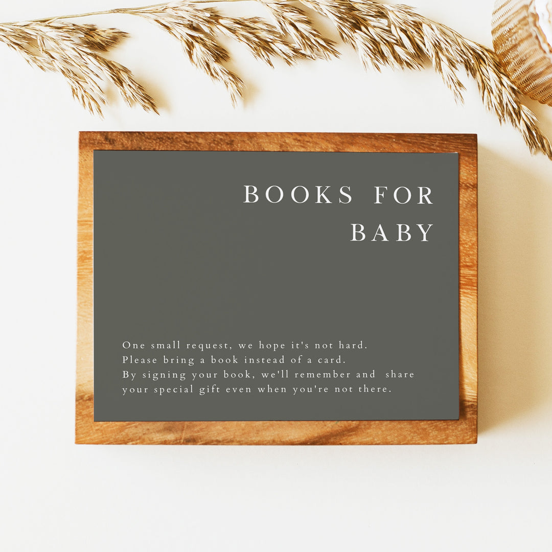 NINA Modern Boho Green Baby Shower Books for Baby Card