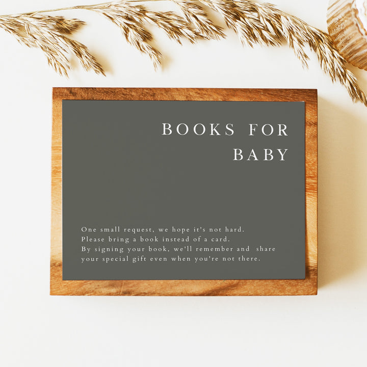 NINA Modern Boho Green Baby Shower Books for Baby Card
