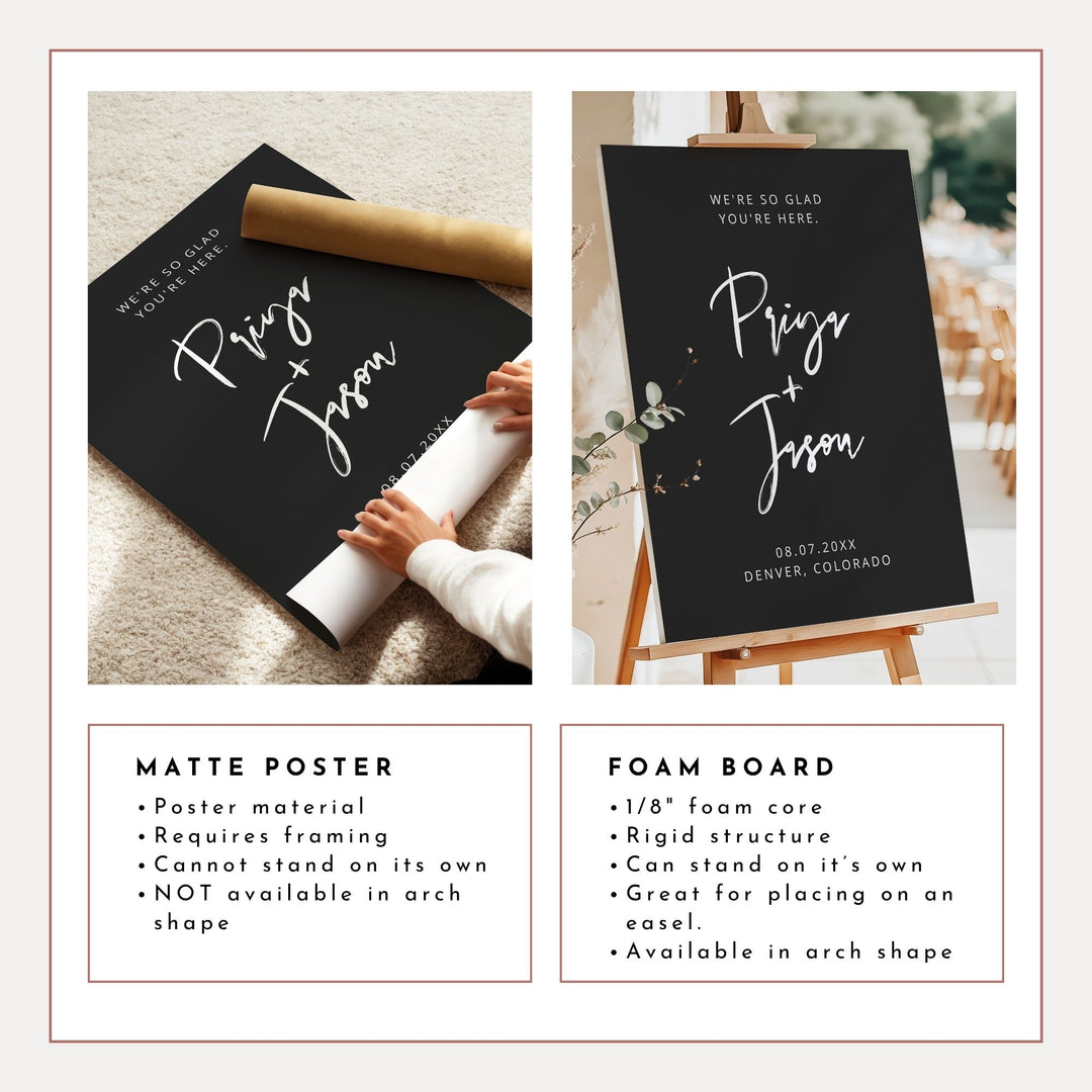 PRIYA Moody Black Wedding Welcome Sign