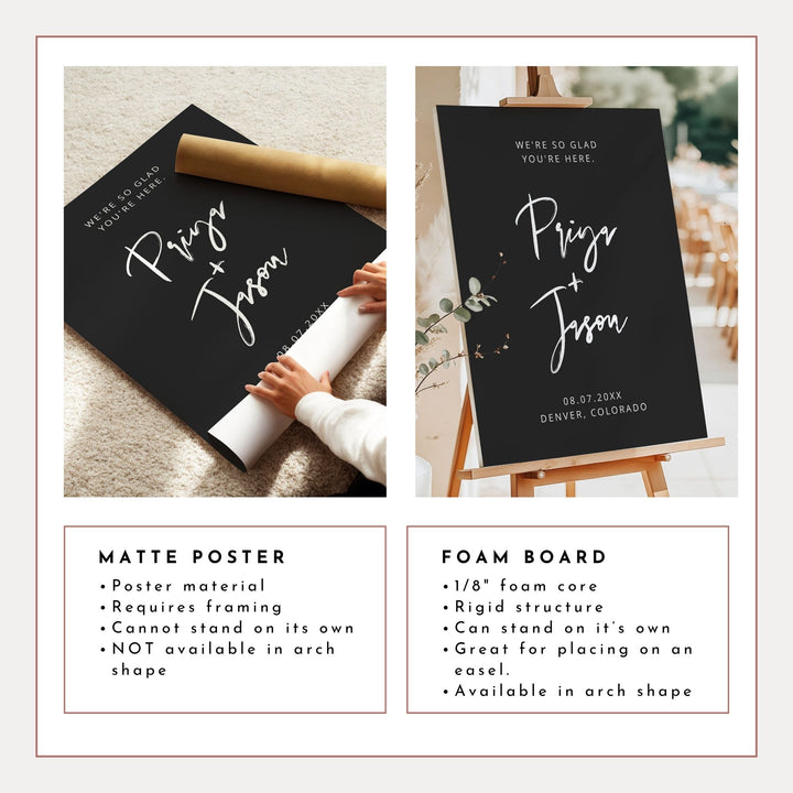 PRIYA Moody Black Wedding Welcome Sign