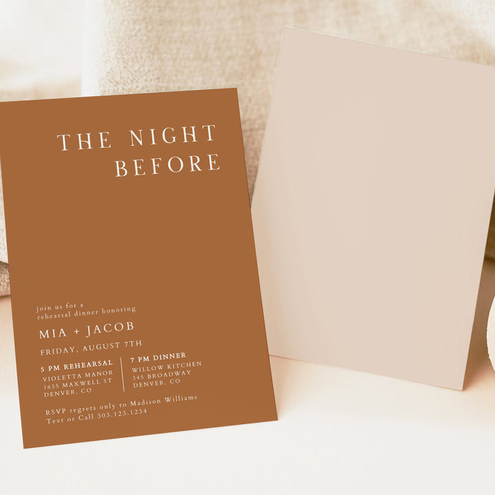MIA The Night Before Minimalist Wedding Rehearsal Dinner Invitation