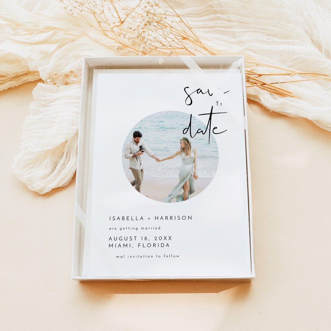 ADELLA Modern Wedding Save the Date Cards with Photo