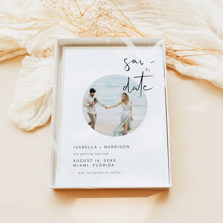 ADELLA Modern Wedding Save the Date Cards with Photo