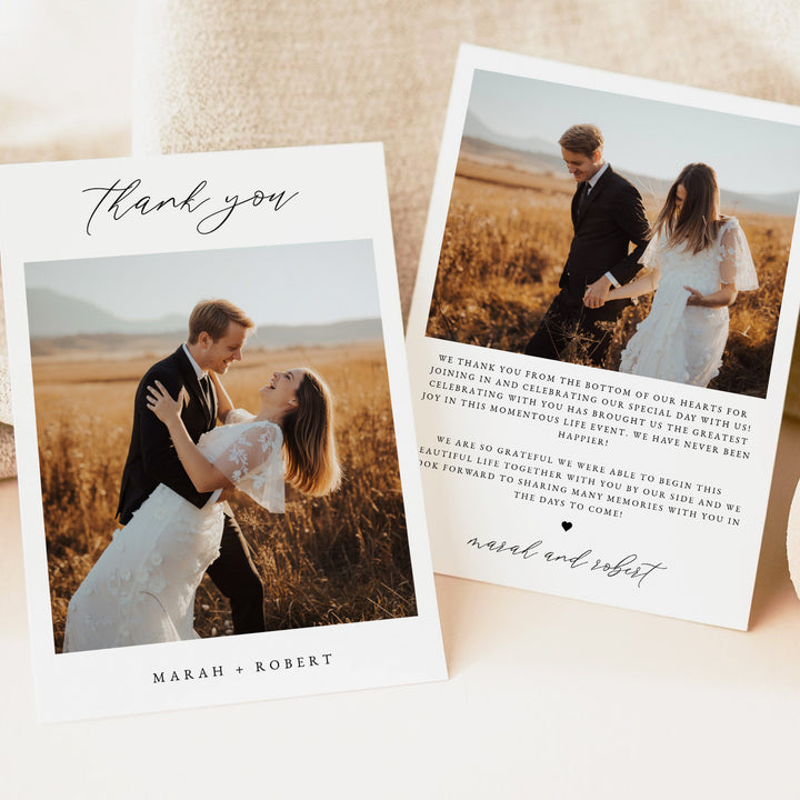 MARAH Elegant Photo Wedding Thank You Cards Personalized