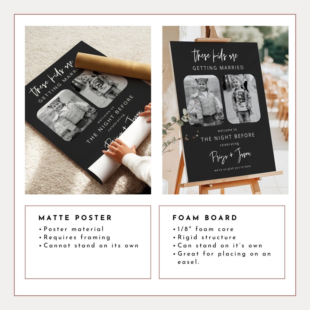 PRIYA These Kids Are Getting Married Black and White Rehearsal Dinner Sign