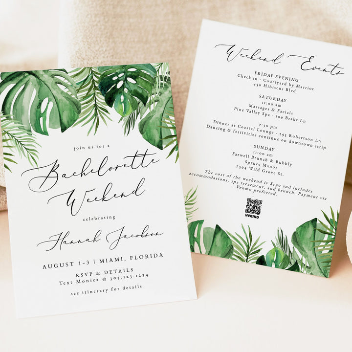 CORA Summer Bachelorette Weekend Invitation & Itinerary
