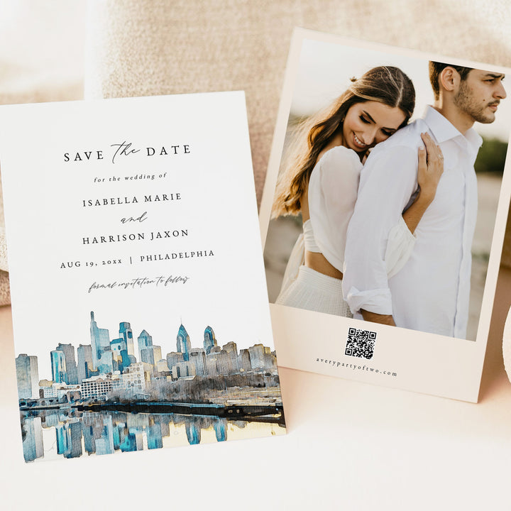 PHILADELPHIA Skyline Photo Save the Date Cards