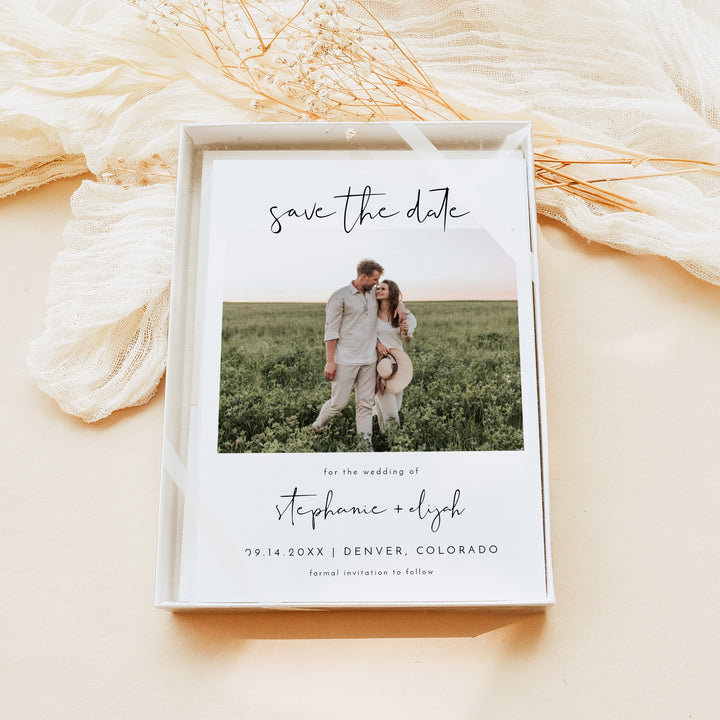ADELLA Minimalist Wedding Photo Save the Date Cards