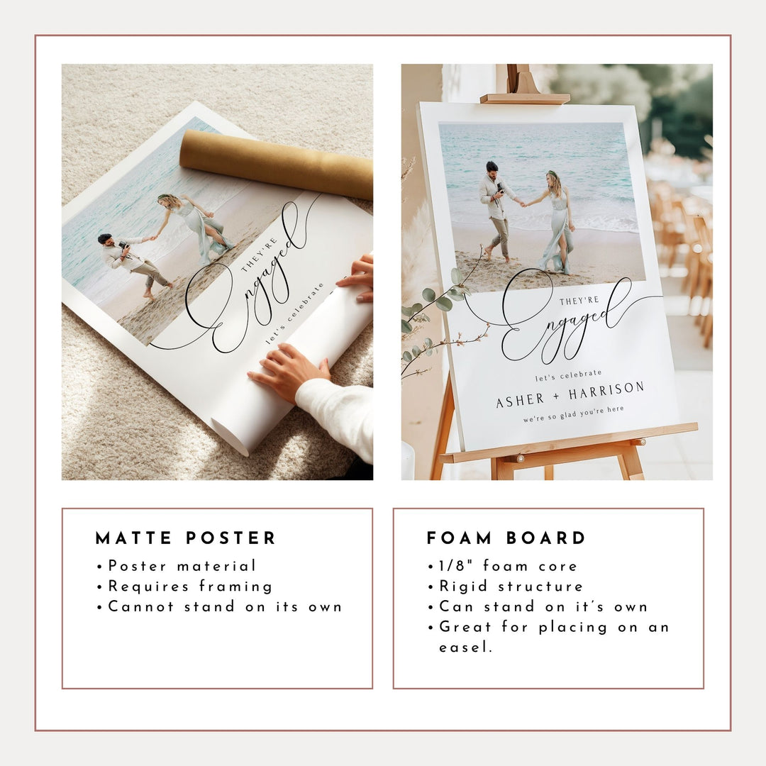 ASHER Elegant They're Engaged Photo Engagement Party Sign