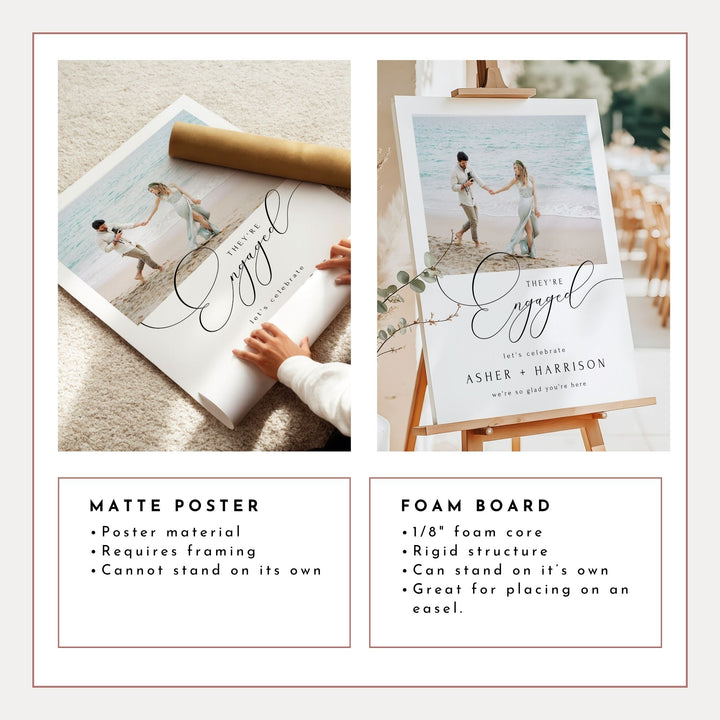 ASHER Elegant They're Engaged Photo Engagement Party Sign
