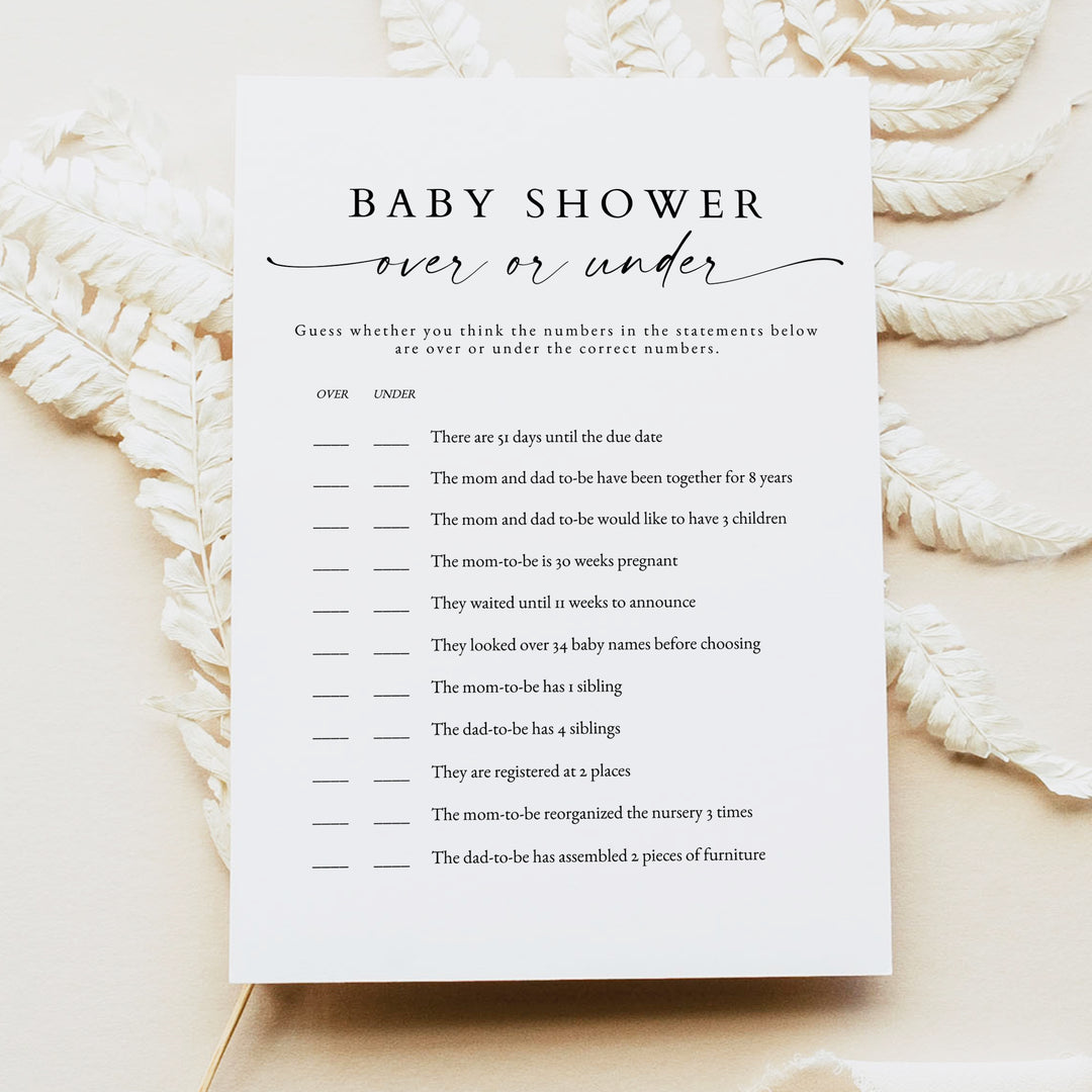 BLAIR Over or Under Baby Shower Game