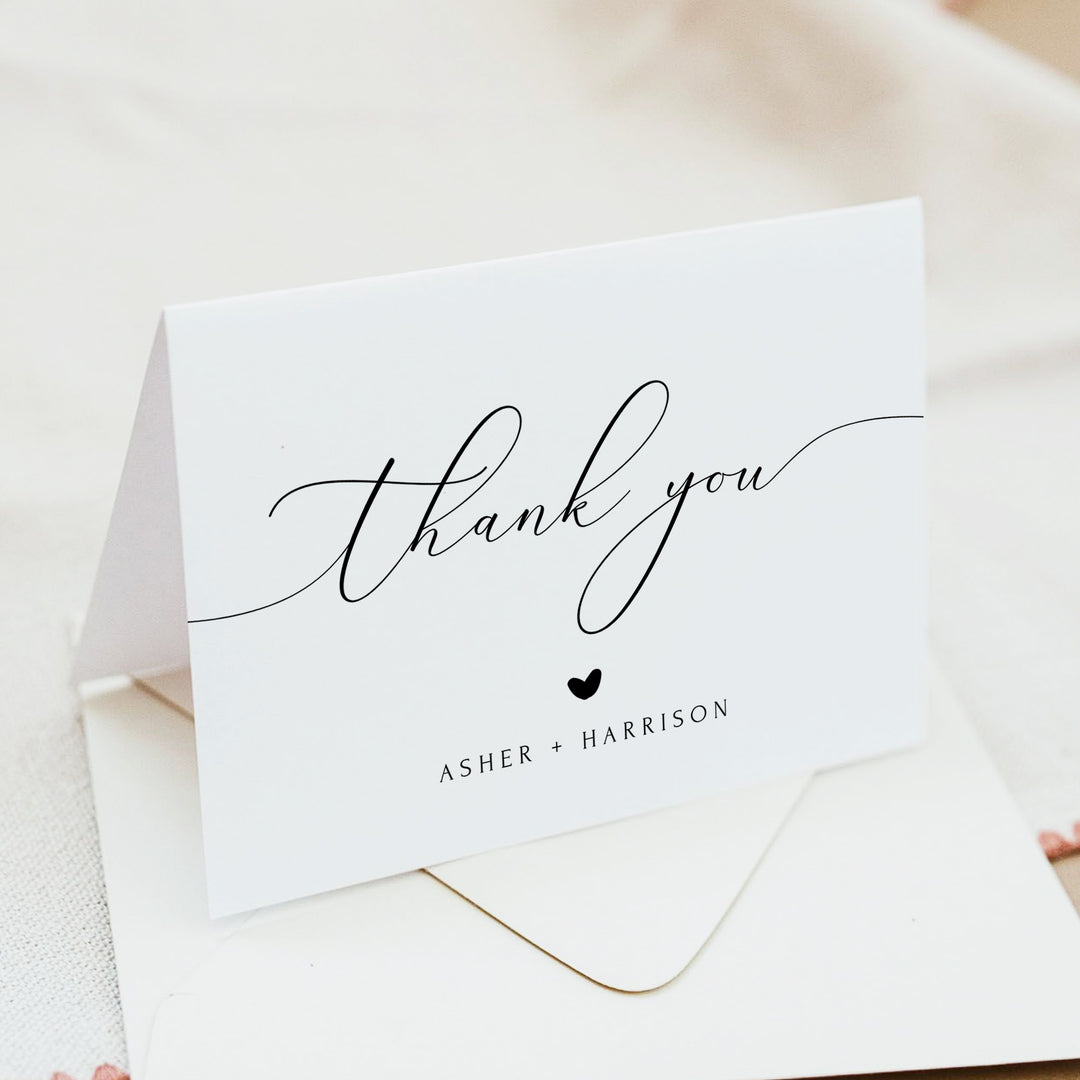 ASHER Personalized Simple Wedding Thank You Cards