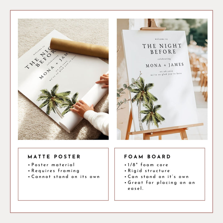 MONA The Night Before Summer Wedding Rehearsal Dinner Welcome Sign