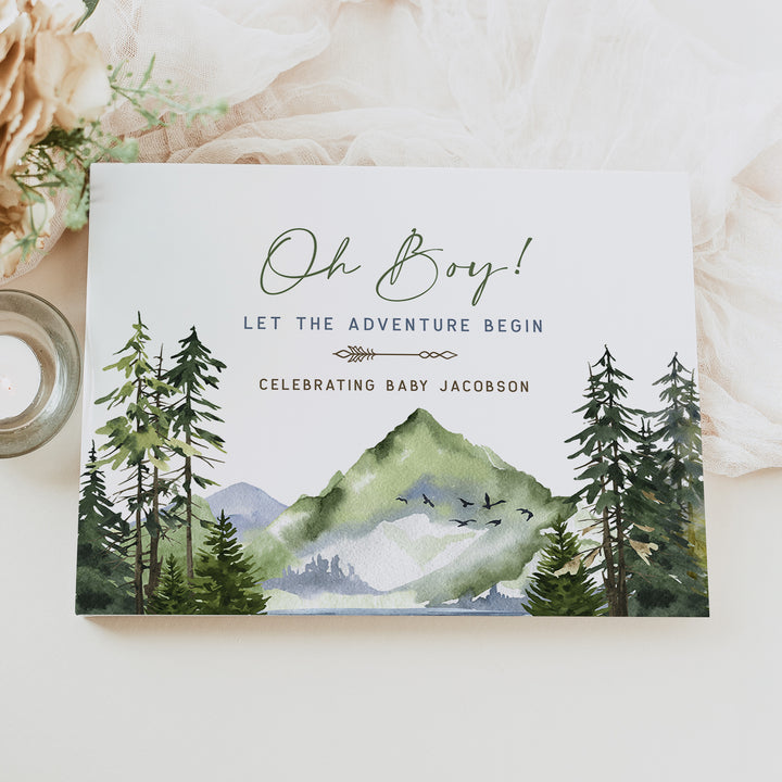 FINN Personalized Woodland Baby Shower Guest Book Keepsake