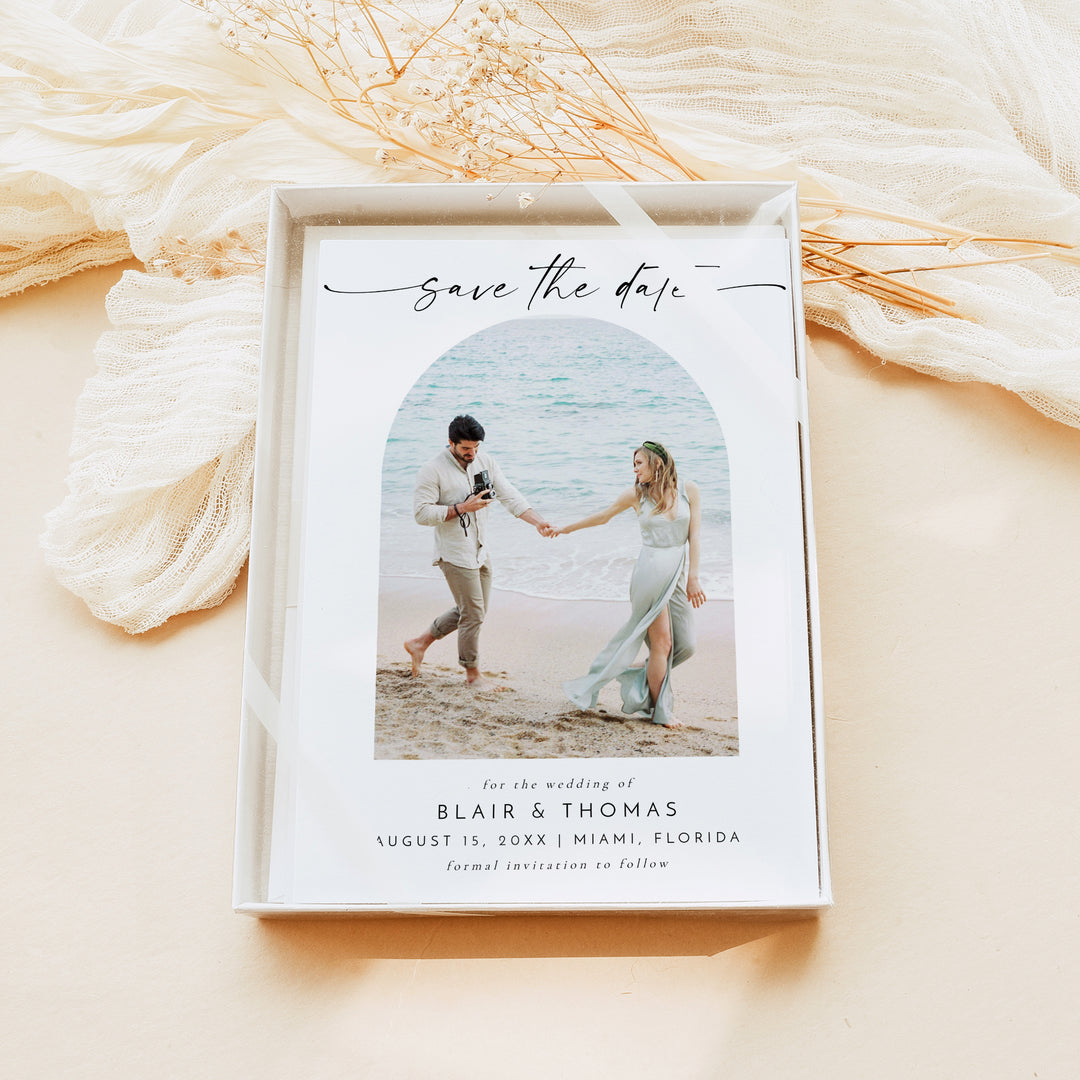 BLAIR Modern Arched Photo Save the Date Card Invitations