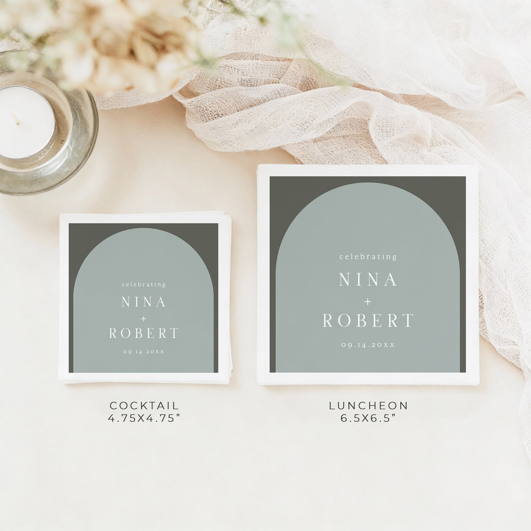NINA Sage Green Boho Napkins for Rustic Wedding