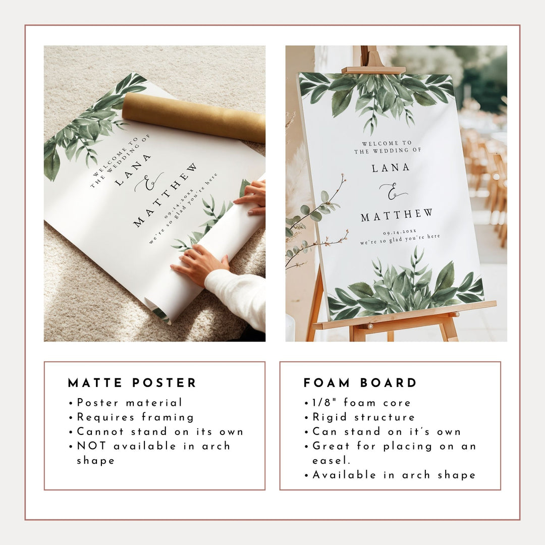 LANA Elegant Sage Green Garden Wedding Welcome Sign
