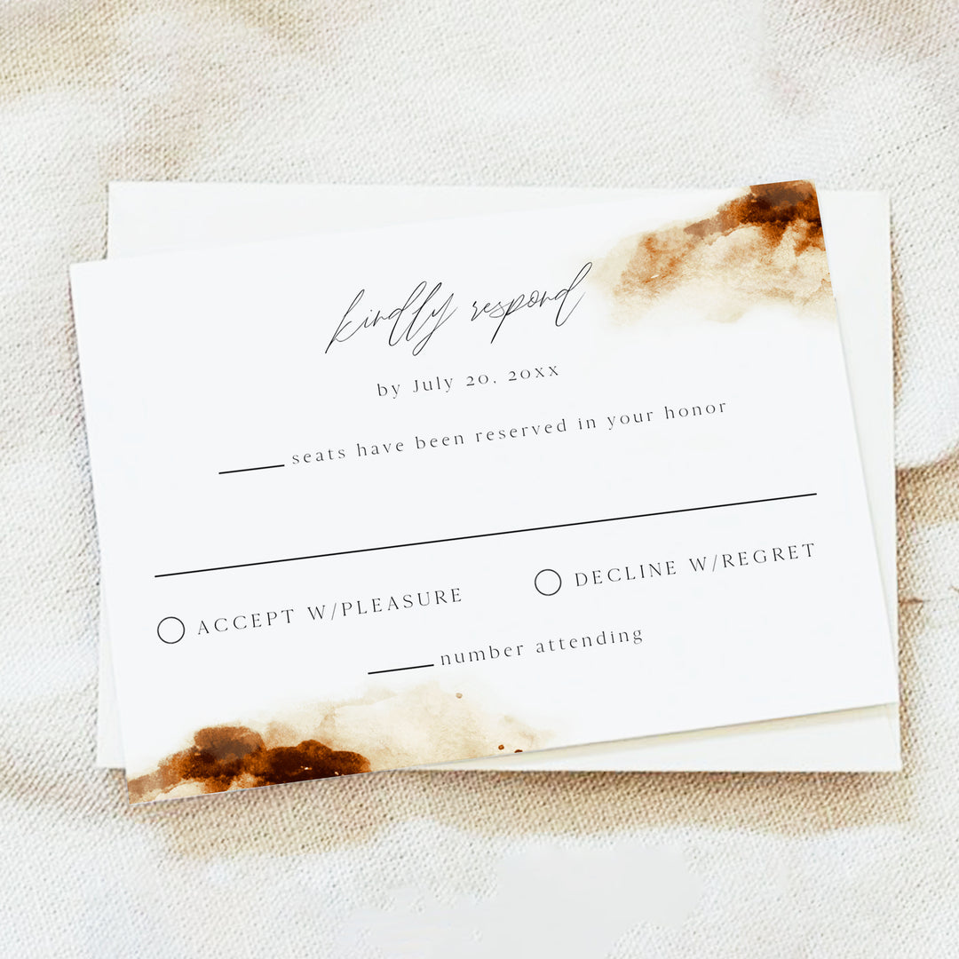 JAYLA Rustic Terracotta Wedding RSVP Cards with Envelope