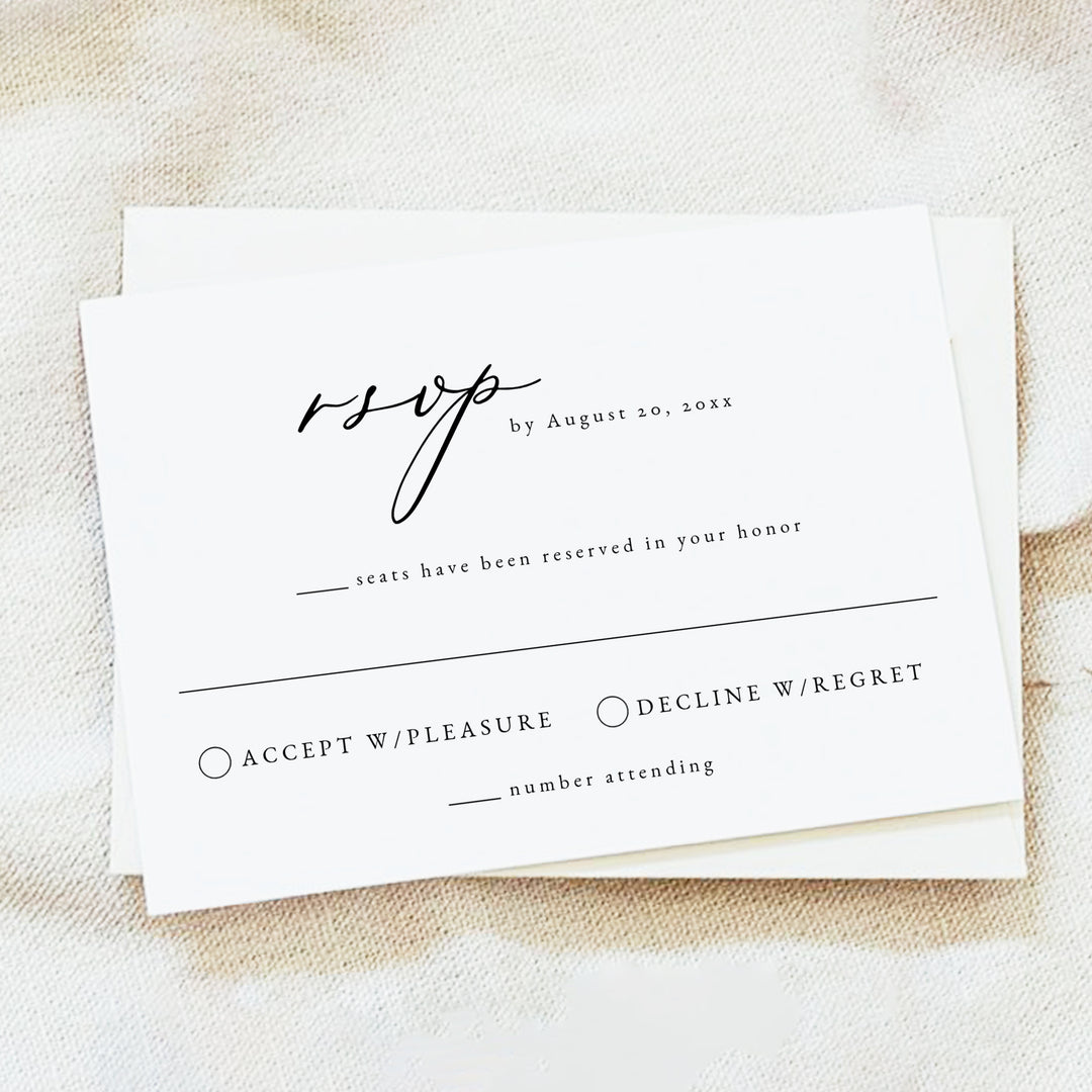 CLOVER Boho Script Wedding RSVP Card with Envelopes