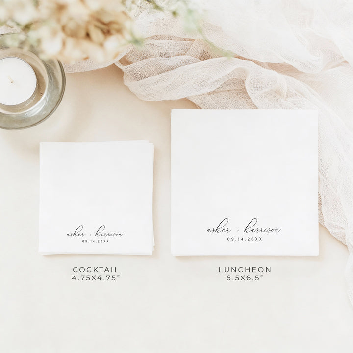 ASHER Personalized Classic Minimalist Wedding Napkins